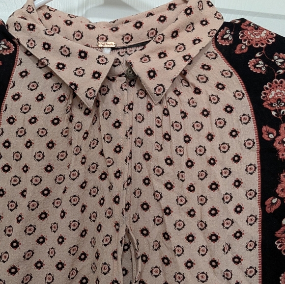 Free People Size Medium Changing Times Printed Tunic, Long Sleeve Boho Blouse - Picture 5 of 13